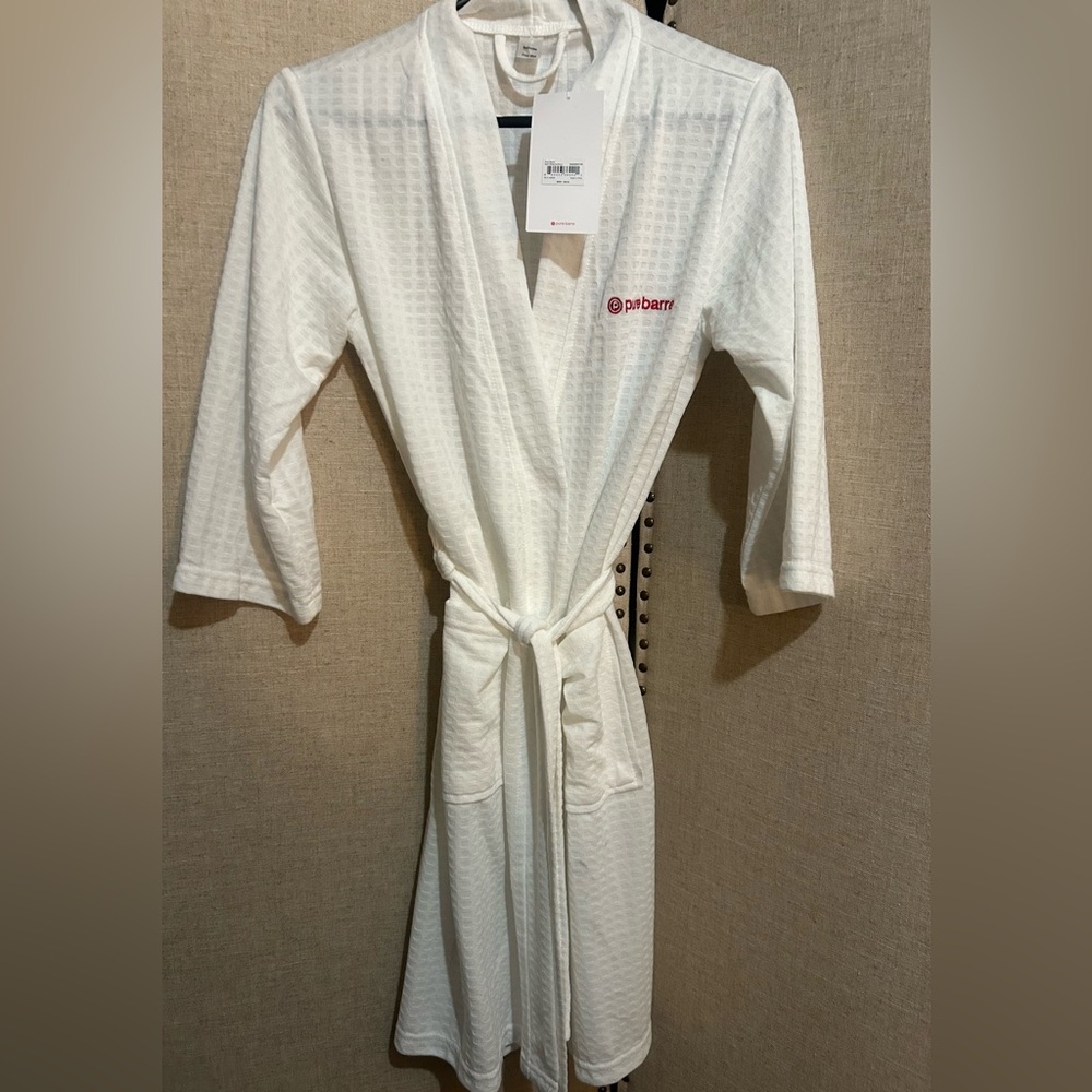 Pure Barre white waffle weave robe new.